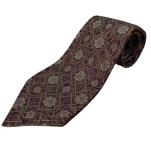 Omaggio by Robert Talbott Silk Tie, Burgundy & Gold, Made in USA, Like New